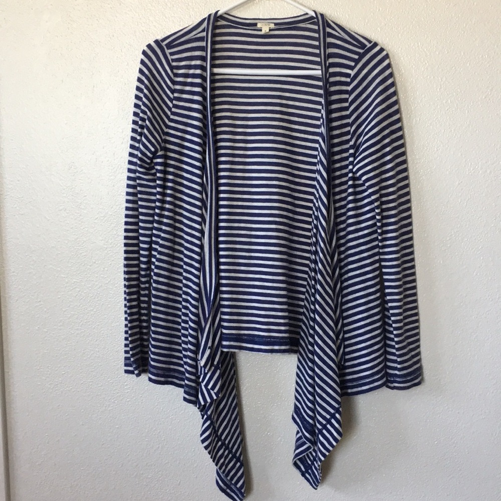 J.Crew Navy and White Wrap Cardigan
